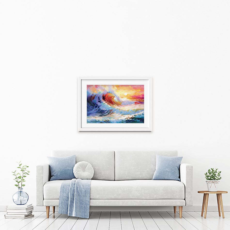 Colourful Ocean Waves In California Framed Art Print wall art product Leon Devenice