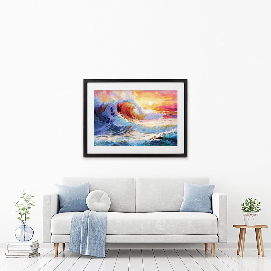 Colourful Ocean Waves In California Framed Art Print wall art product Leon Devenice