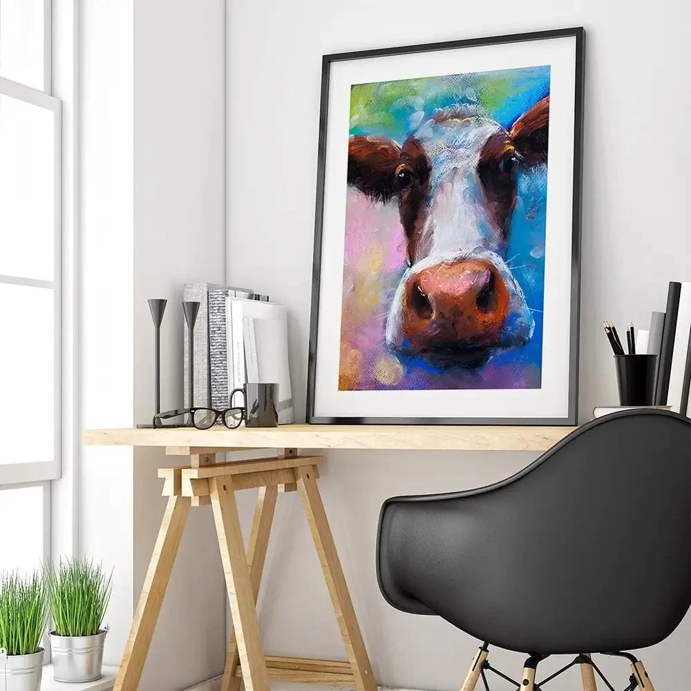 Colourful Pastel Cow Framed Art Print Colourful Pastel Cow Framed Art Print wall art product Ivailo Nikolov / Shutterstock