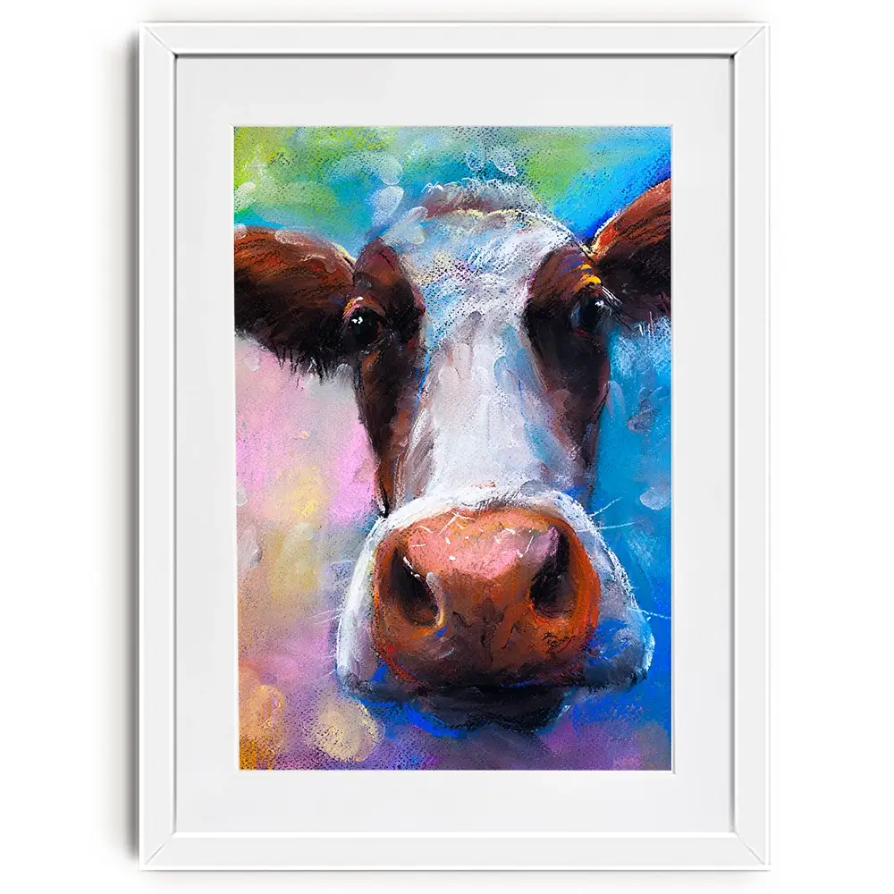 Colourful Pastel Cow Framed Art Print Colourful Pastel Cow Framed Art Print wall art product Ivailo Nikolov / Shutterstock
