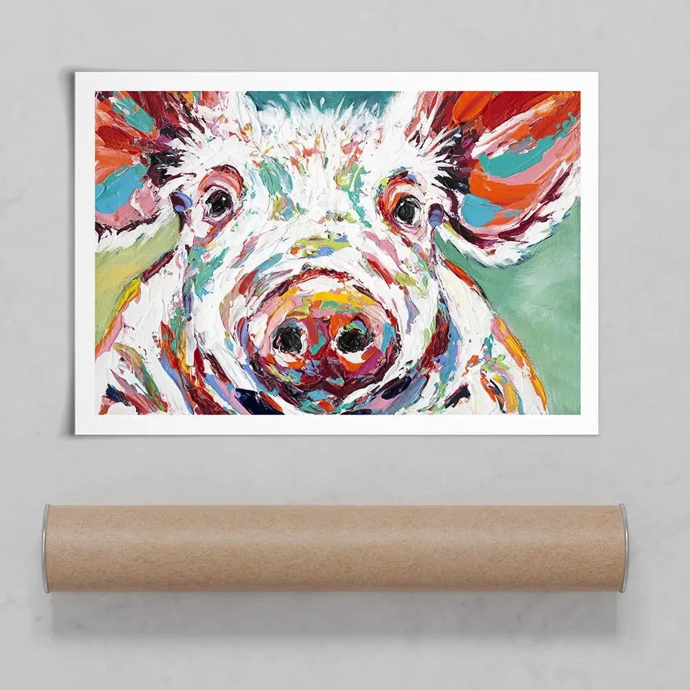 Colourful Piggy Art Print Colourful Piggy Art Print wall art product Carolee Vitaletti