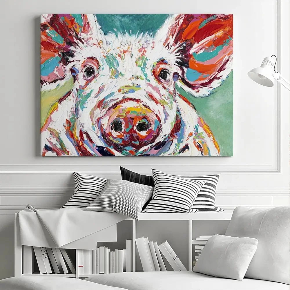 Colourful Piggy Canvas Print Colourful Piggy Canvas Print wall art product Carolee Vitaletti
