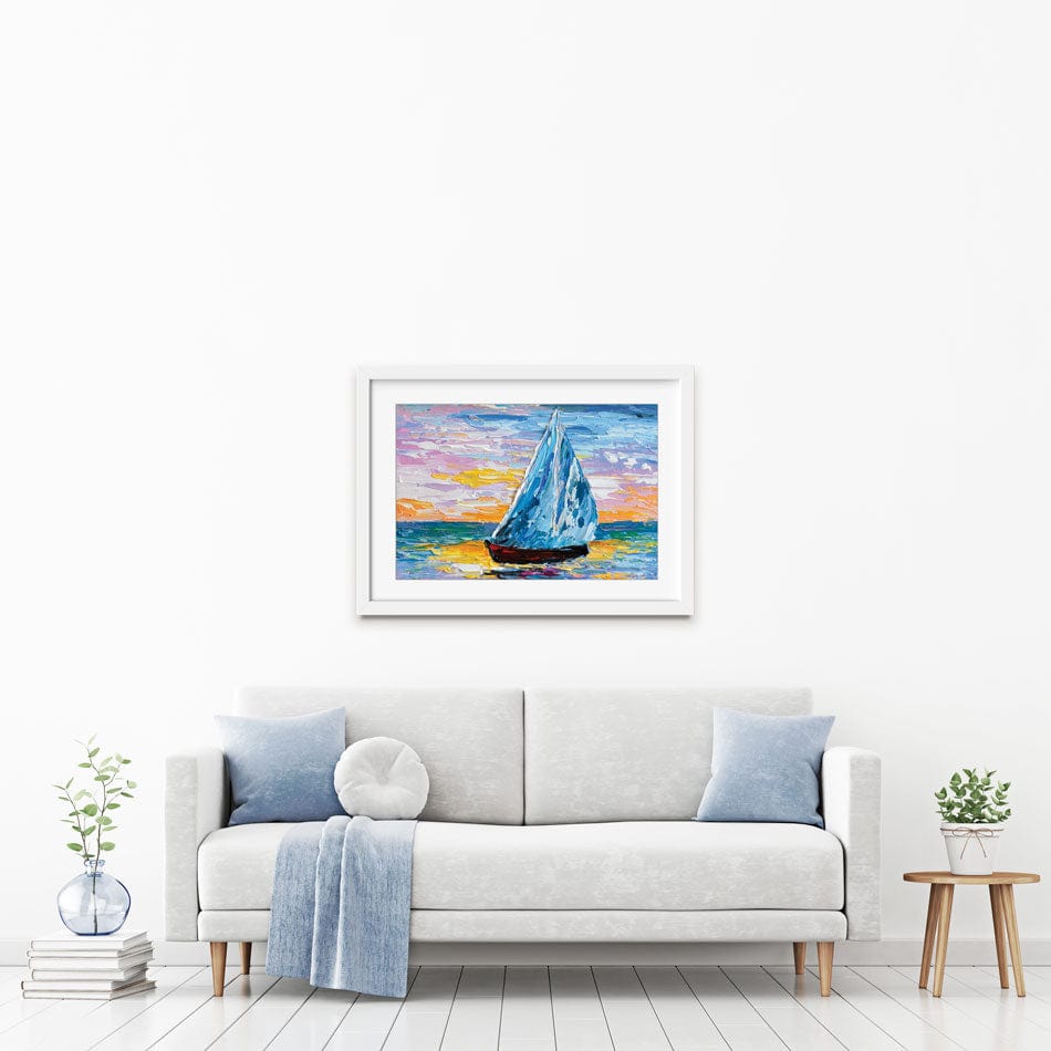 Colourful Sailing Boat Framed Art Print wall art product Olga Tkachyk