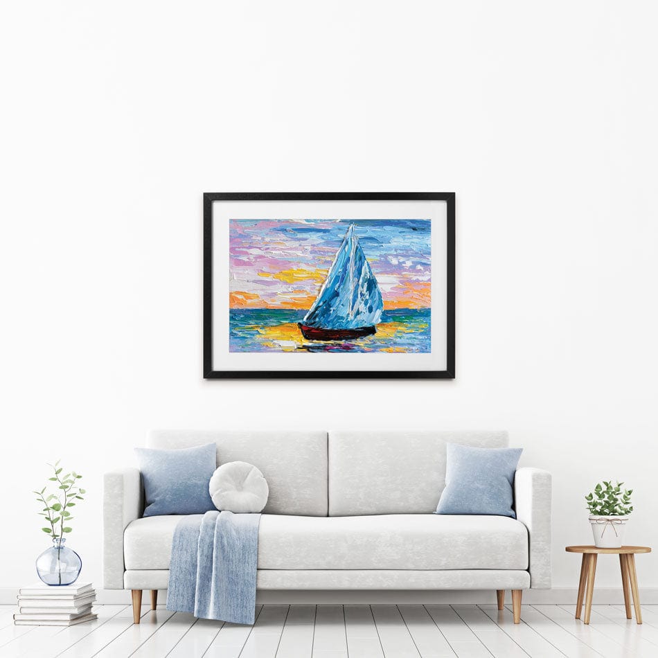 Colourful Sailing Boat Framed Art Print wall art product Olga Tkachyk