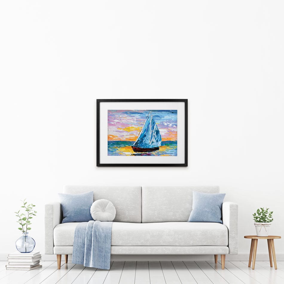 Colourful Sailing Boat Framed Art Print wall art product Olga Tkachyk