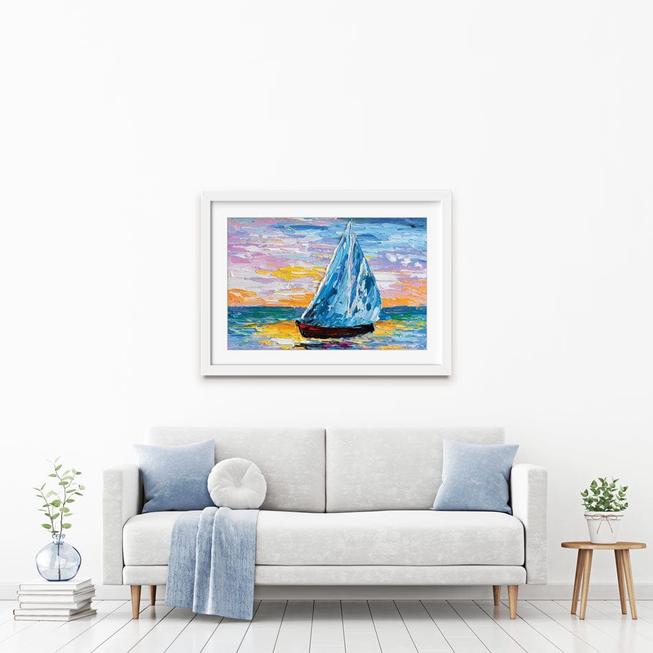 Colourful Sailing Boat Framed Art Print wall art product Olga Tkachyk