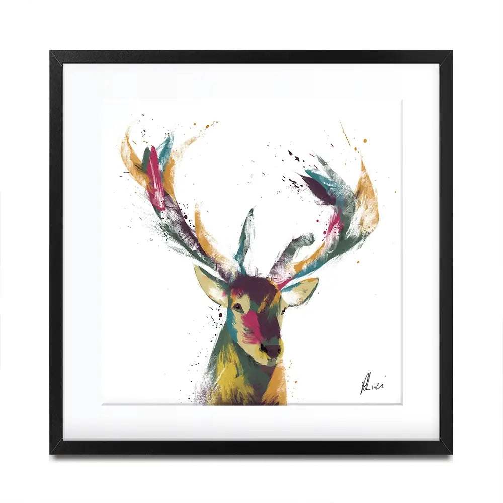Colourful Stag Framed Art Print Colourful Stag Framed Art Print wall art product Aimee Linzi