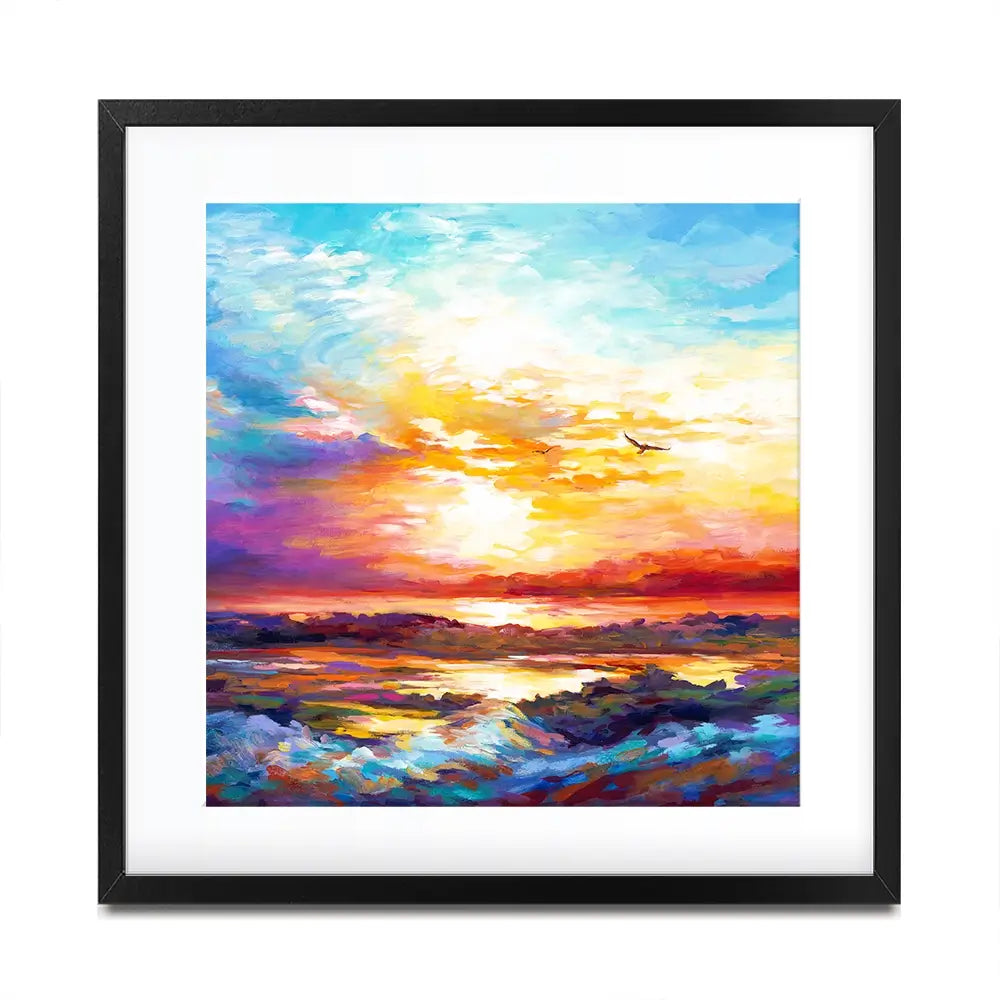 Colourful Sunset Square Framed Art Print Colourful Sunset Square Framed Art Print wall art product Leon Devenice