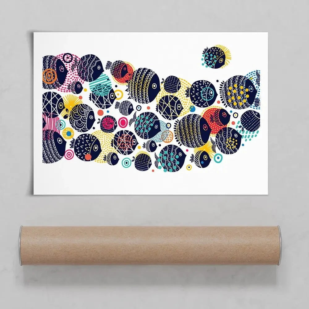 Colourful Swimming Fish Art Print Colourful Swimming Fish Art Print wall art product Vyazovskaya Julia / Shutterstock