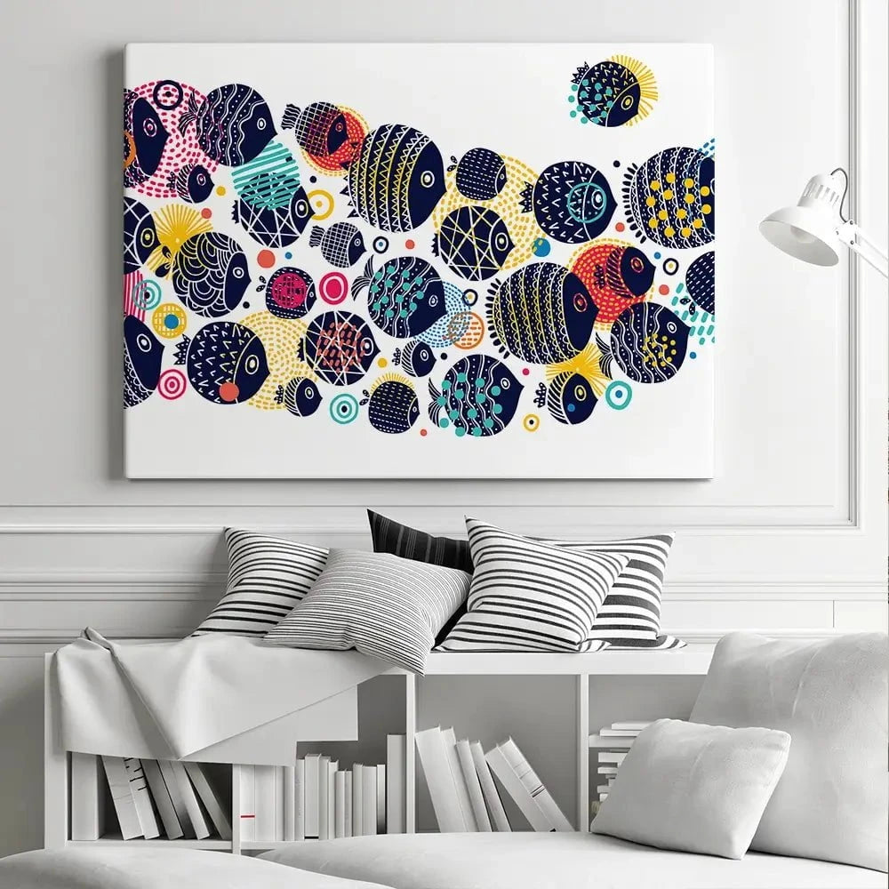 Colourful Swimming Fish Canvas Print Colourful Swimming Fish Canvas Print wall art product Vyazovskaya Julia / Shutterstock