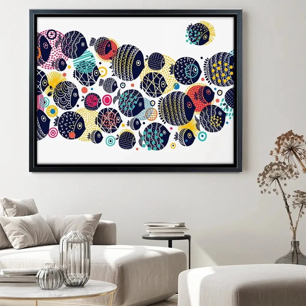 Colourful Swimming Fish Canvas Print Colourful Swimming Fish Canvas Print wall art product Vyazovskaya Julia / Shutterstock