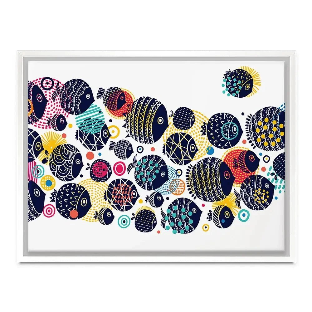 Colourful Swimming Fish Canvas Print Colourful Swimming Fish Canvas Print wall art product Vyazovskaya Julia / Shutterstock