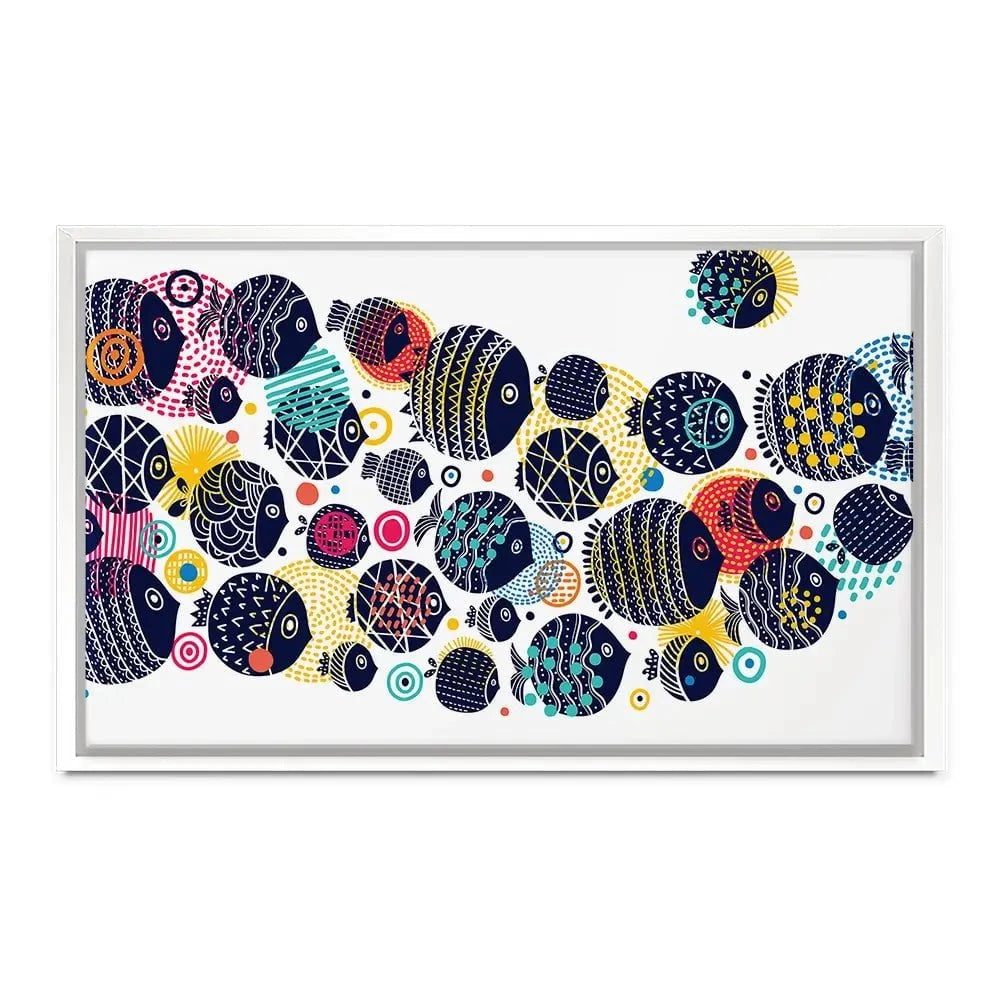 Colourful Swimming Fish Canvas Print Colourful Swimming Fish Canvas Print wall art product Vyazovskaya Julia / Shutterstock