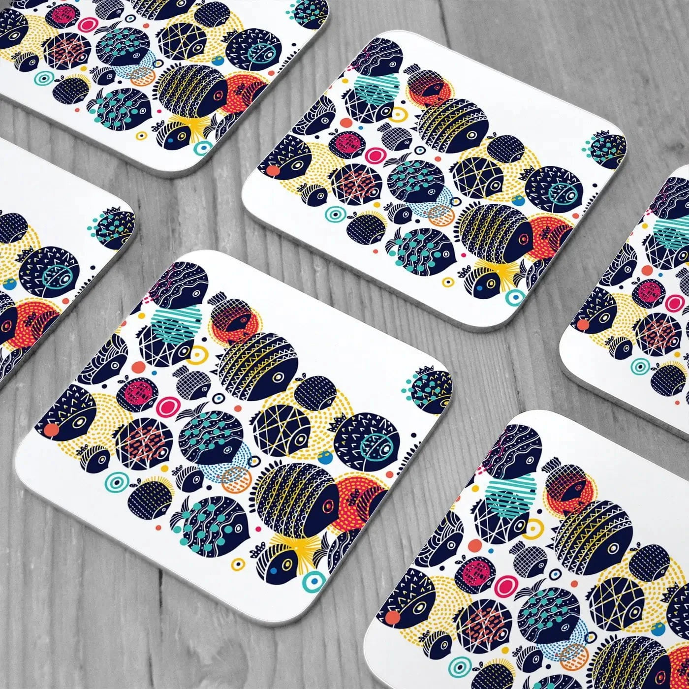 Colourful Swimming Fish Coaster Set Colourful Swimming Fish Coaster Set wall art product Vyazovskaya Julia / Shutterstock