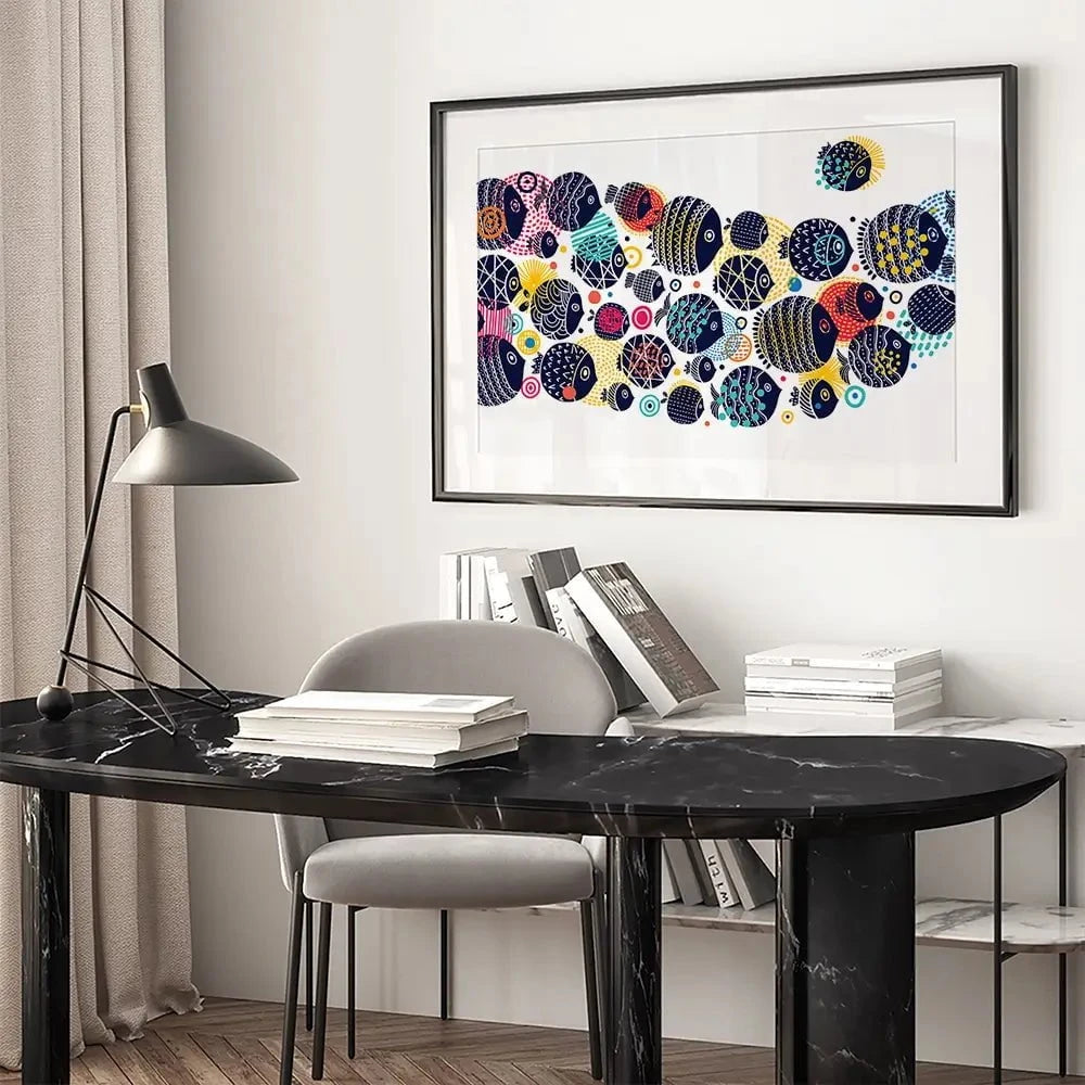 Colourful Swimming Fish Framed Art Print Colourful Swimming Fish Framed Art Print wall art product Vyazovskaya Julia / Shutterstock