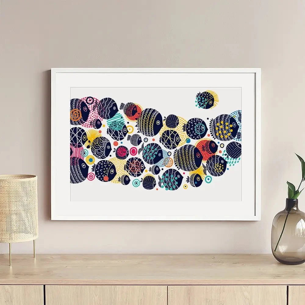 Colourful Swimming Fish Framed Art Print Colourful Swimming Fish Framed Art Print wall art product Vyazovskaya Julia / Shutterstock