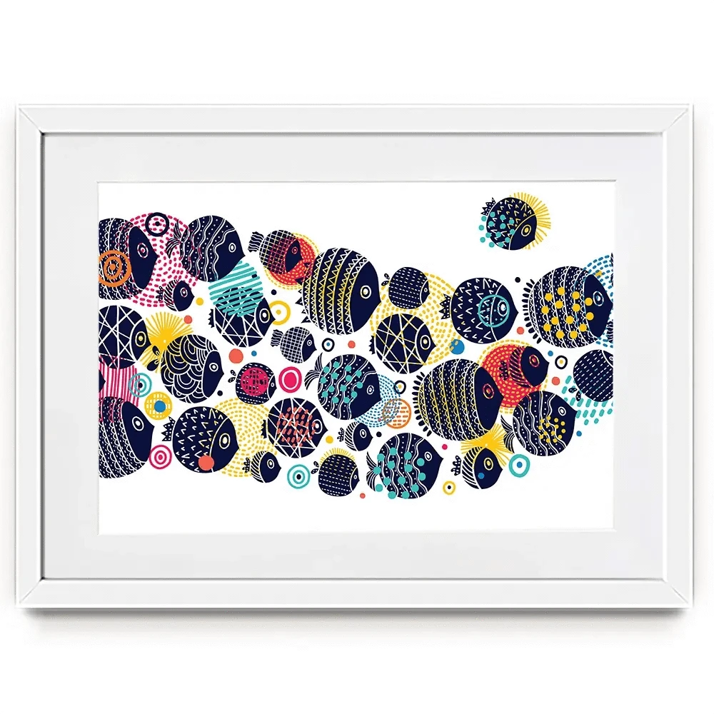 Colourful Swimming Fish Framed Art Print Colourful Swimming Fish Framed Art Print wall art product Vyazovskaya Julia / Shutterstock
