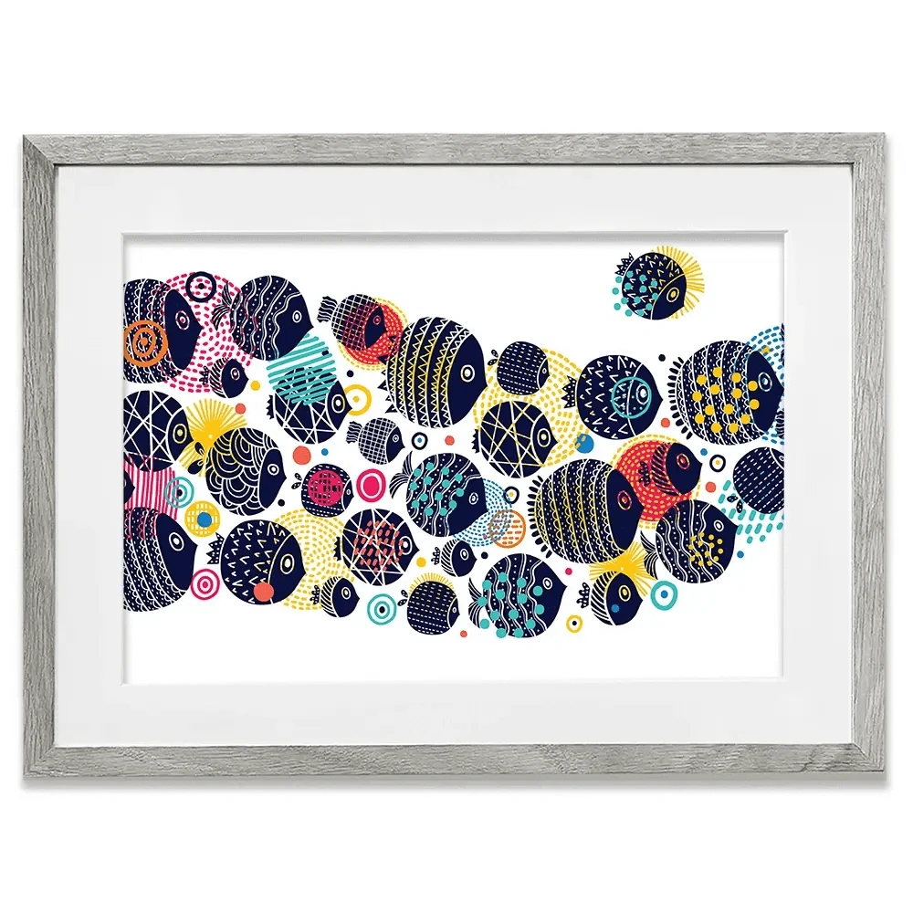 Colourful Swimming Fish Framed Art Print Colourful Swimming Fish Framed Art Print wall art product Vyazovskaya Julia / Shutterstock