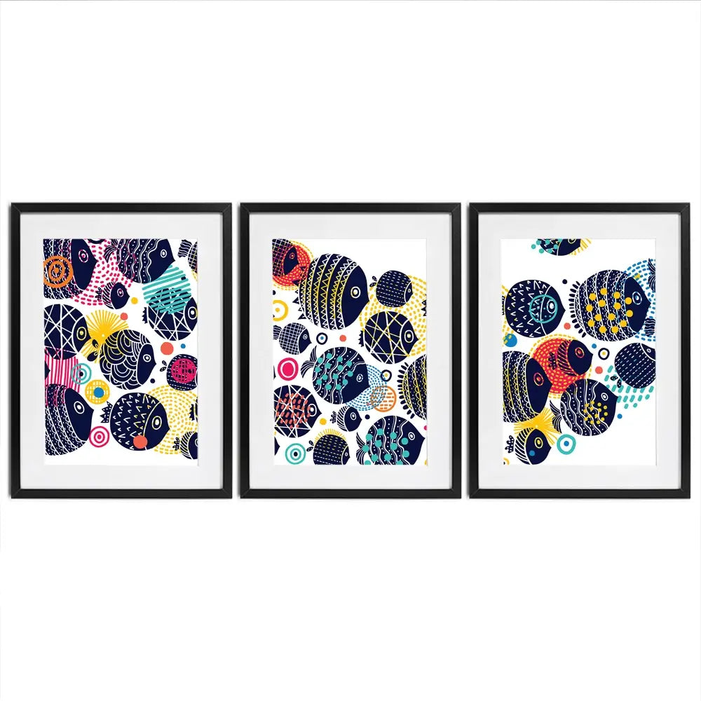 Colourful Swimming Fish Framed Art Print Trio Colourful Swimming Fish Framed Art Print Trio wall art product Vyazovskaya Julia / Shutterstock
