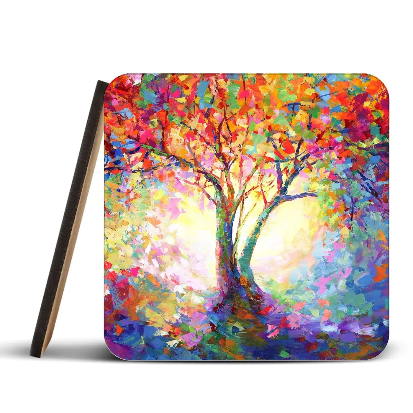 Colourful Tree Of Life Coaster Set Rainbow Soul Tree Coaster Set | Rainbow Soul Tree Art Coasters wall art product Leon Devenice