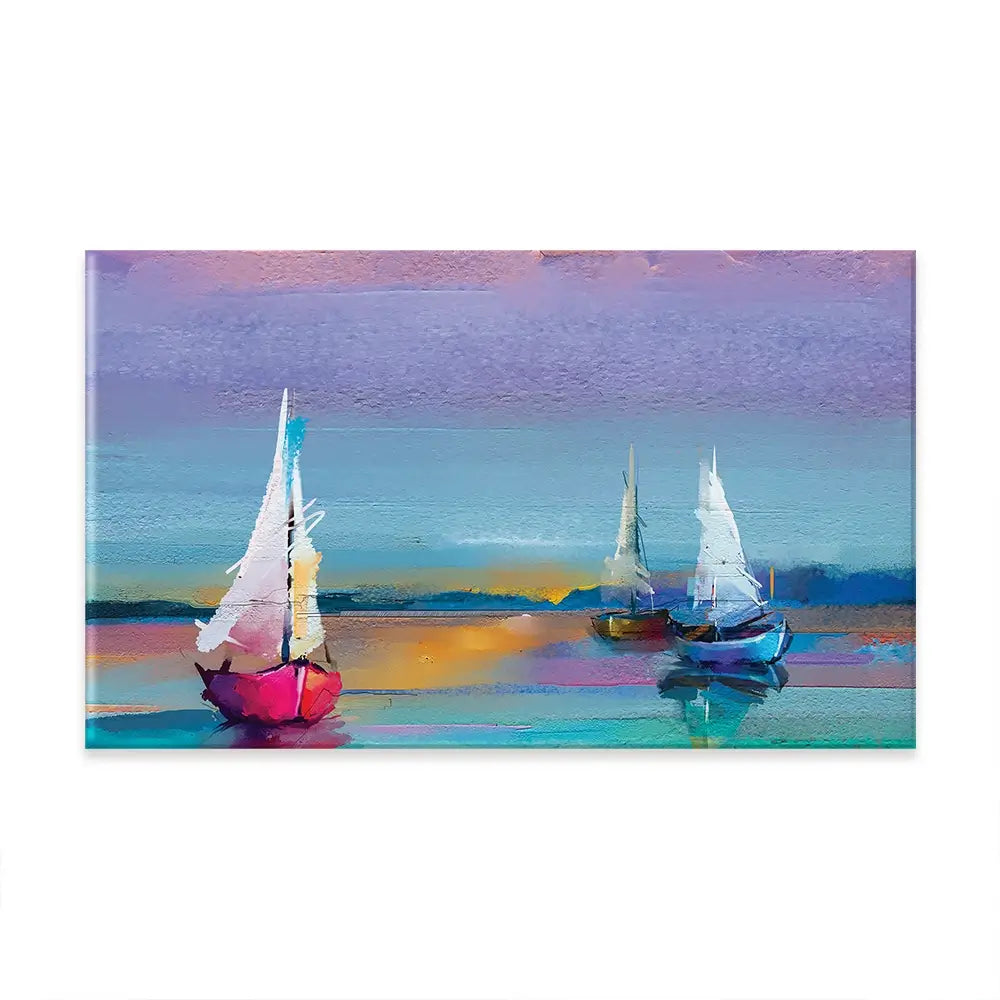 Colourful Trio Of Boats Oversized Canvas Print Colourful Trio Of Boats Oversized Canvas Print wall art product Art Print Shop