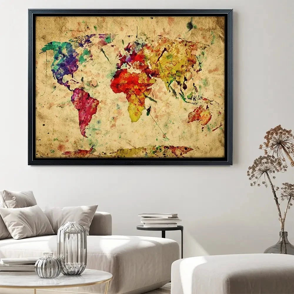 Colourful Vintage World Map Canvas Print Colourful Vintage World Map Canvas Print wall art product Michal Bednarek / Shutterstock