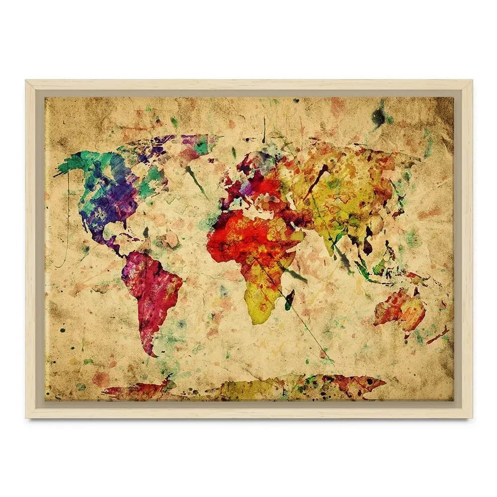 Colourful Vintage World Map Canvas Print Colourful Vintage World Map Canvas Print wall art product Michal Bednarek / Shutterstock