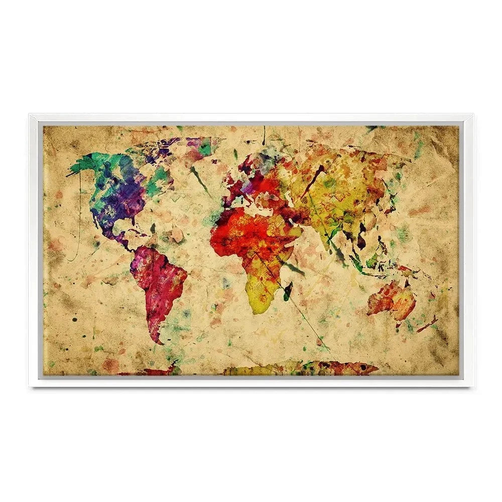 Colourful Vintage World Map Canvas Print Colourful Vintage World Map Canvas Print wall art product Michal Bednarek / Shutterstock