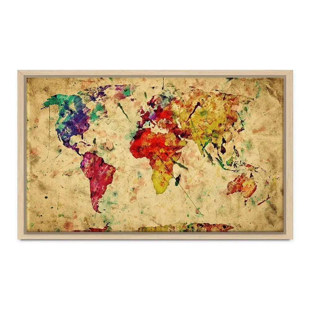 Colourful Vintage World Map Canvas Print Colourful Vintage World Map Canvas Print wall art product Michal Bednarek / Shutterstock