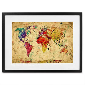 Colourful Vintage World Map Framed Art Print Colourful Vintage World Map Framed Art Print wall art product Michal Bednarek / Shutterstock