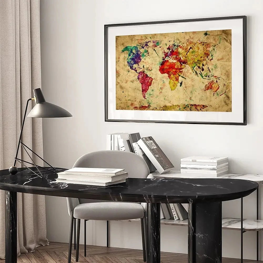 Colourful Vintage World Map Framed Art Print Colourful Vintage World Map Framed Art Print wall art product Michal Bednarek / Shutterstock