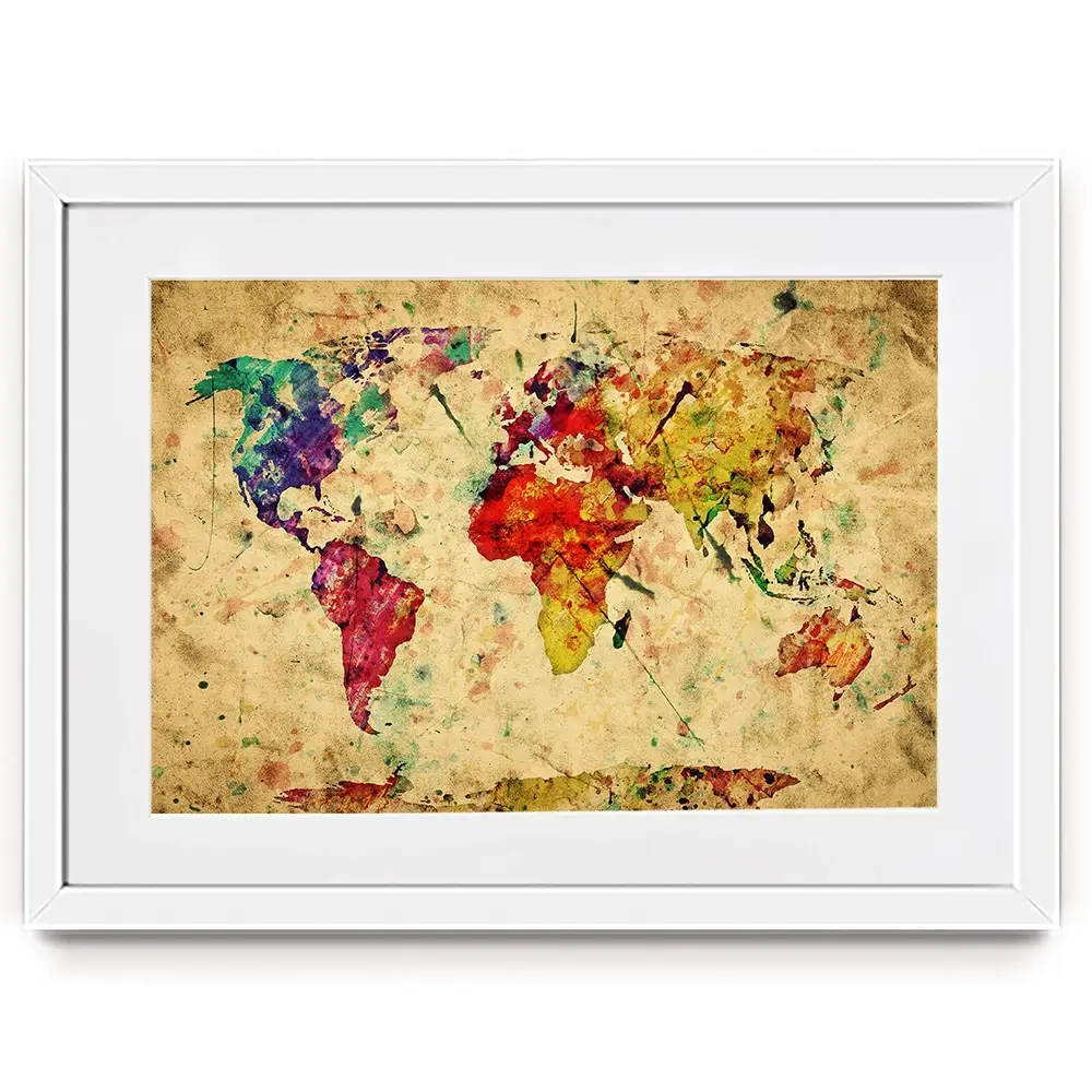 Colourful Vintage World Map Framed Art Print Colourful Vintage World Map Framed Art Print wall art product Michal Bednarek / Shutterstock