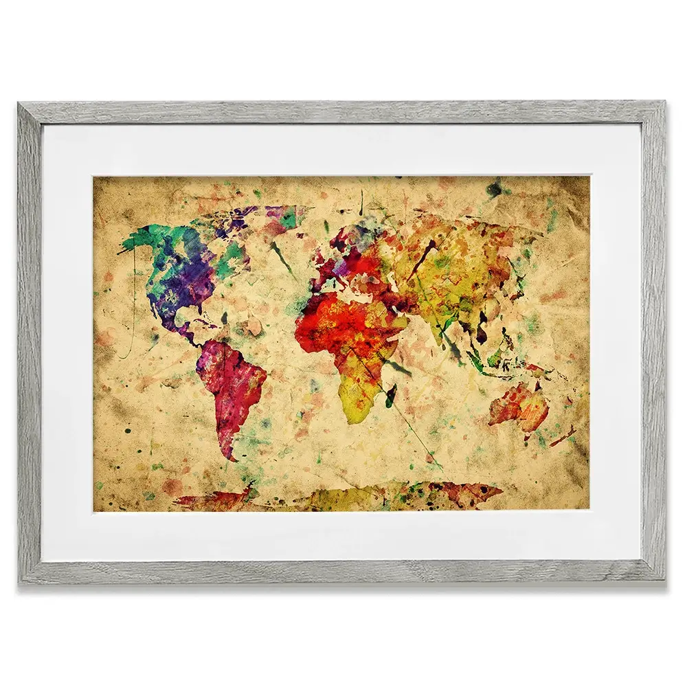 Colourful Vintage World Map Framed Art Print Colourful Vintage World Map Framed Art Print wall art product Michal Bednarek / Shutterstock