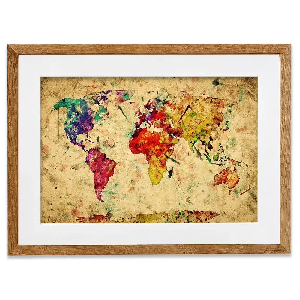 Colourful Vintage World Map Framed Art Print Colourful Vintage World Map Framed Art Print wall art product Michal Bednarek / Shutterstock