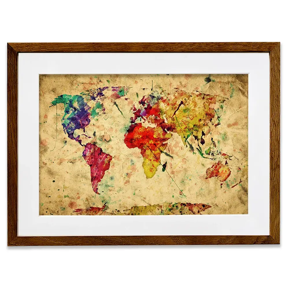 Colourful Vintage World Map Framed Art Print Colourful Vintage World Map Framed Art Print wall art product Michal Bednarek / Shutterstock