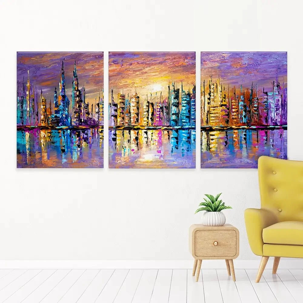 Colours Of The City Trio Canvas Print Colours Of The City Trio Canvas Print wall art product Osnat Tzadok