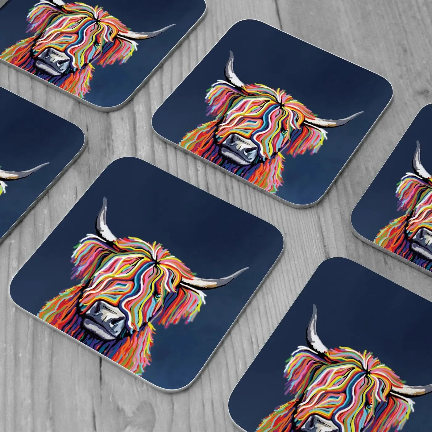 Coo In Navy Blue Coaster Set Coo In Navy Blue Coaster Set | Coo in Navy Blue Artwork | Coo Art wall art product Independent