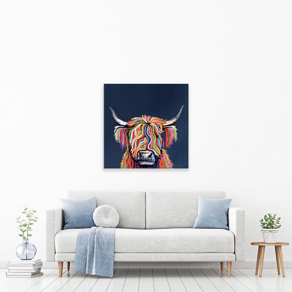 Coo In Navy Blue Square Canvas Print wall art product Independent