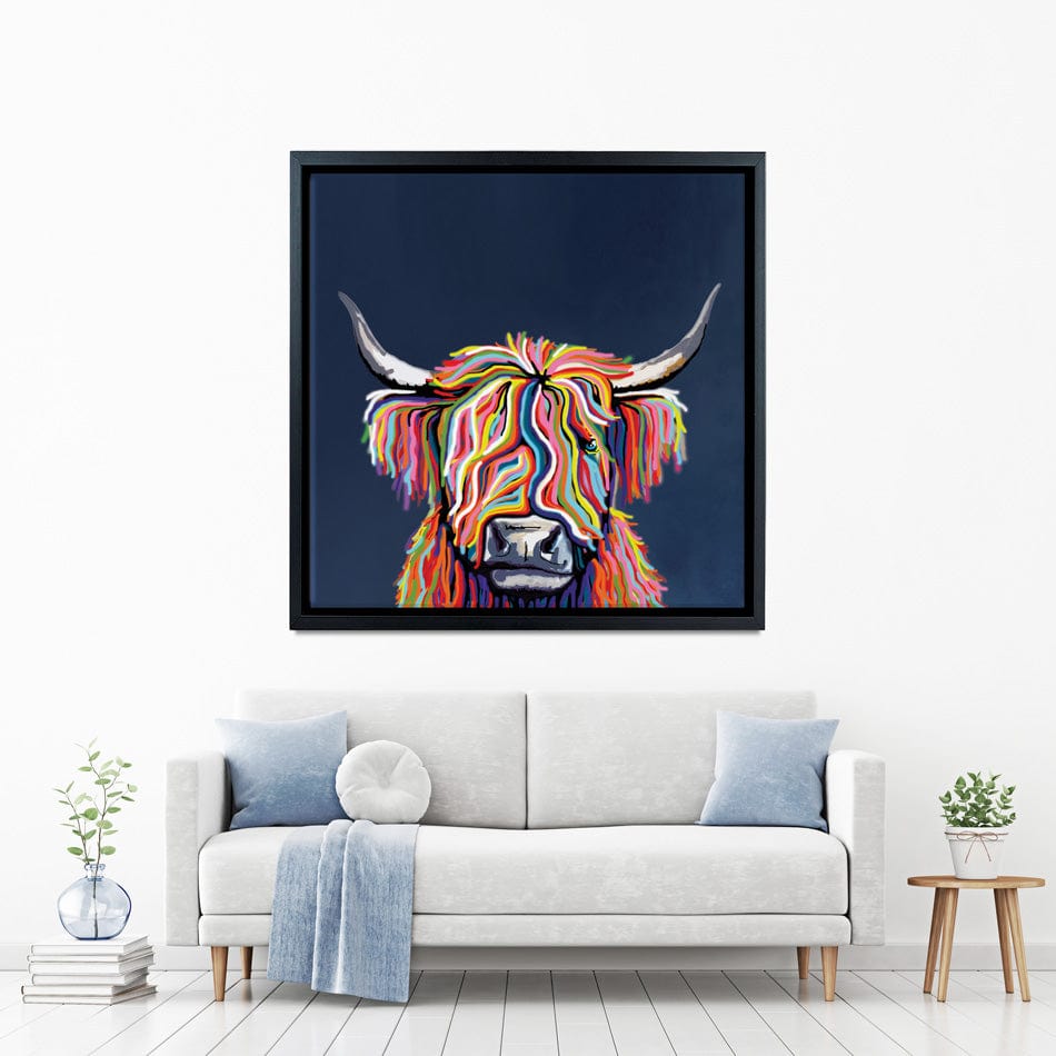 Coo In Navy Blue Square Canvas Print wall art product Independent