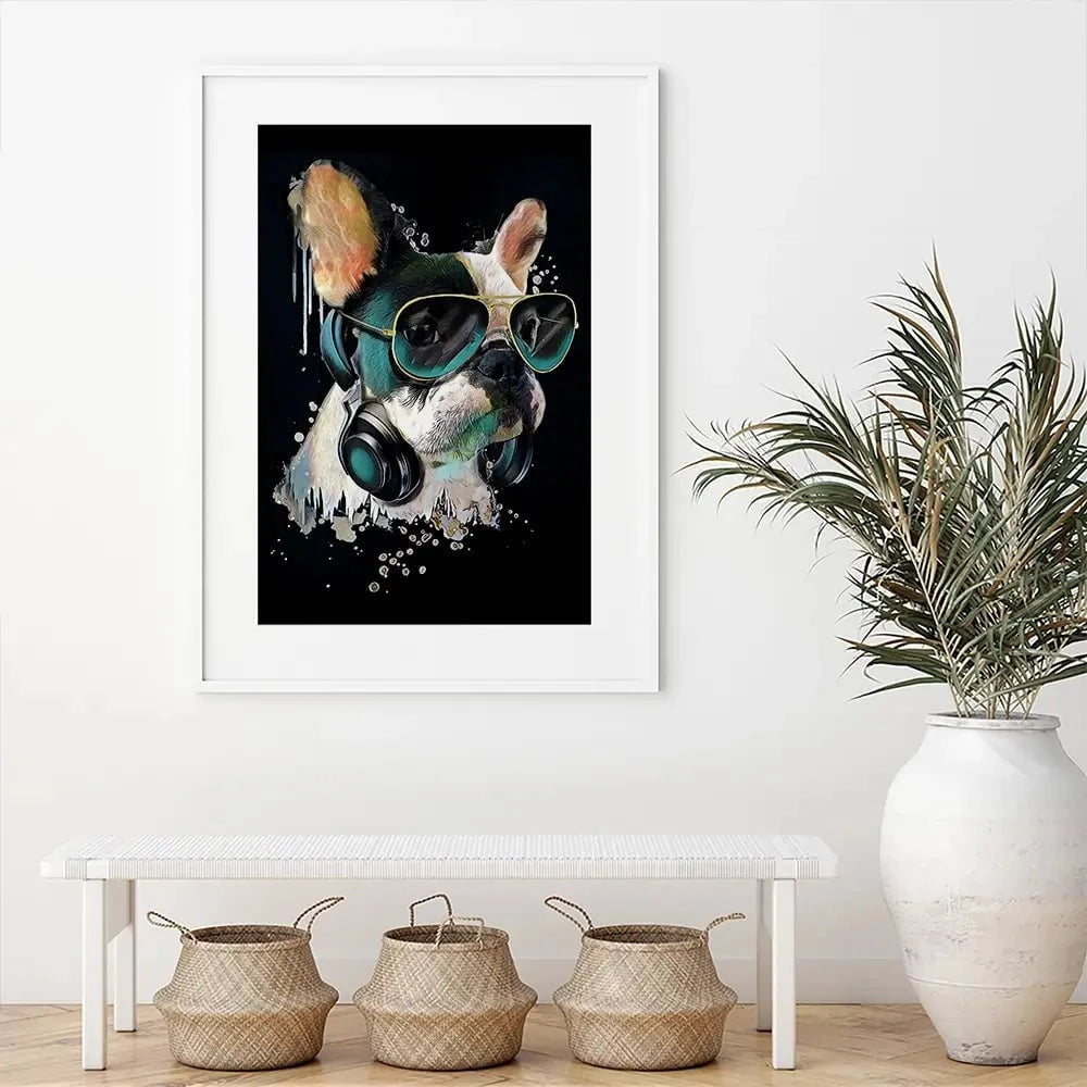 Cool French Bulldog Framed Art Print Cool French Bulldog Framed Art Print wall art product StudioLondon / Shutterstock