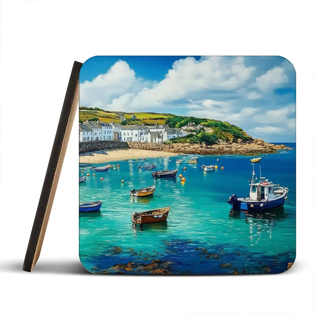 Cornwall Coastal Village Coaster Set Cornwall Coastal Village Coaster Set wall art product Art Print Shop