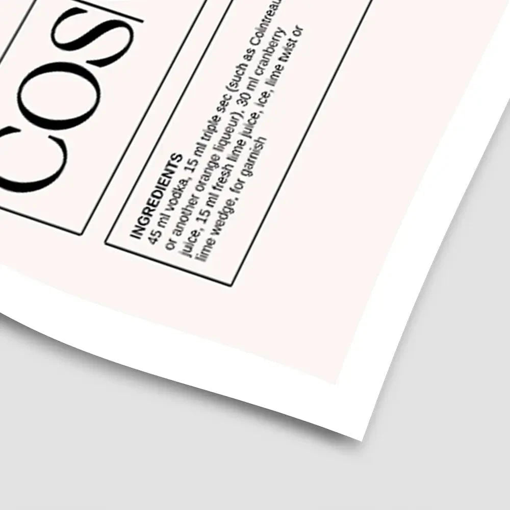 Cosmopolitan Recipe Art Print Cosmopolitan Recipe Art Print wall art product Art Print Shop