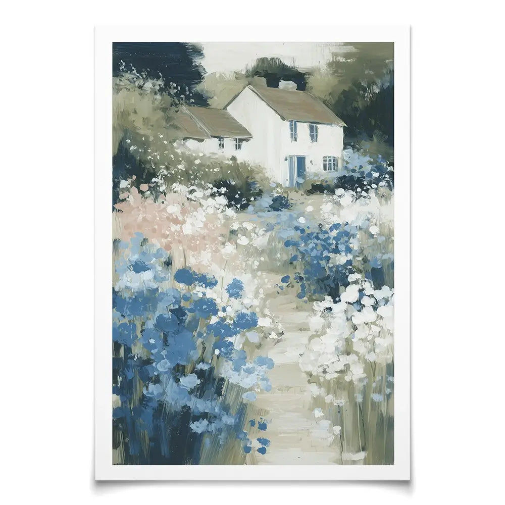 Cottage In A Bloom Field Art Print Cottage In A Bloom Field Art Print wall art product Chromatic Storm Studio