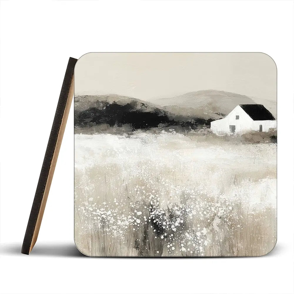 Cottage In Pale Field 2 Coaster Set Cottage In Pale Field 2 Coaster Set wall art product Chromatic Storm Studio