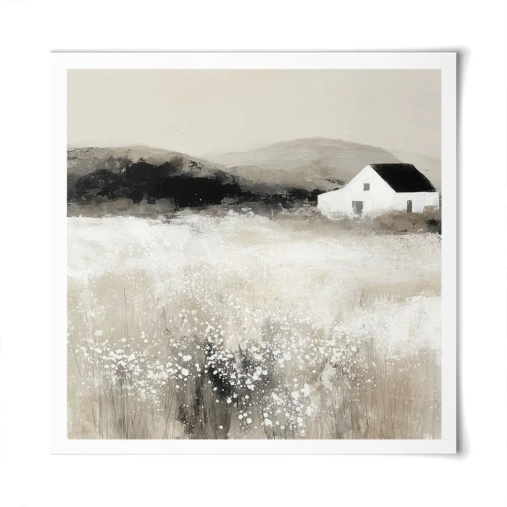 Cottage In Pale Field 2 Square Art Print Cottage In Pale Field 2 Square Art Print wall art product Chromatic Storm Studio