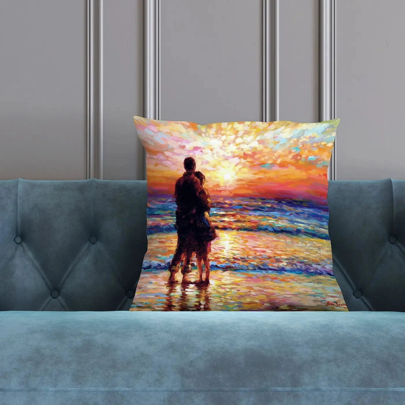 Couple At The Beach Cushion Couple At The Beach Cushion wall art product Leon Devenice
