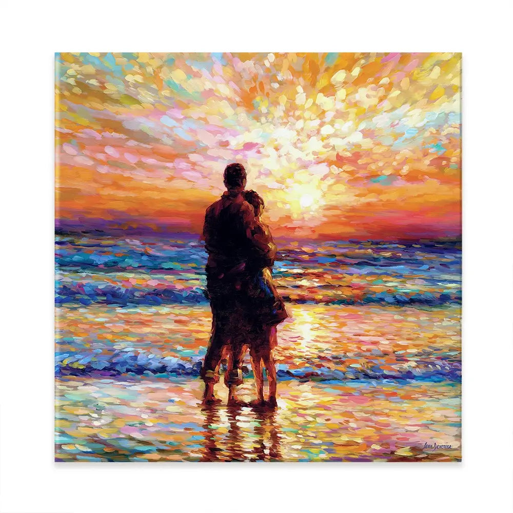 Couple At The Beach Square Canvas Print Couple At The Beach Square Canvas Print wall art product Leon Devenice