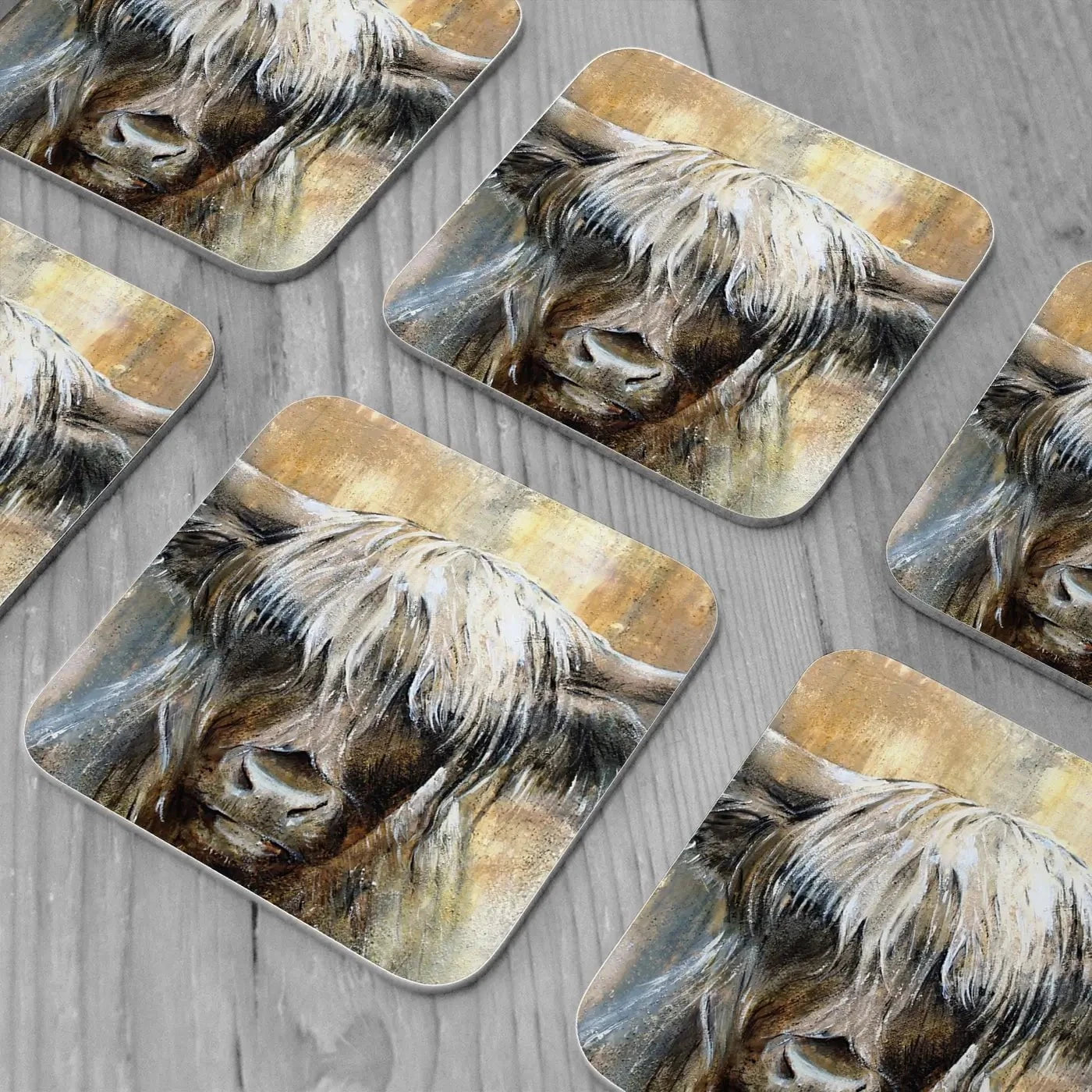 Cow Central Coaster Set Rainbow Soul Tree Coaster Set | Rainbow Soul Tree Art Coasters wall art product Studio Paint-Ing