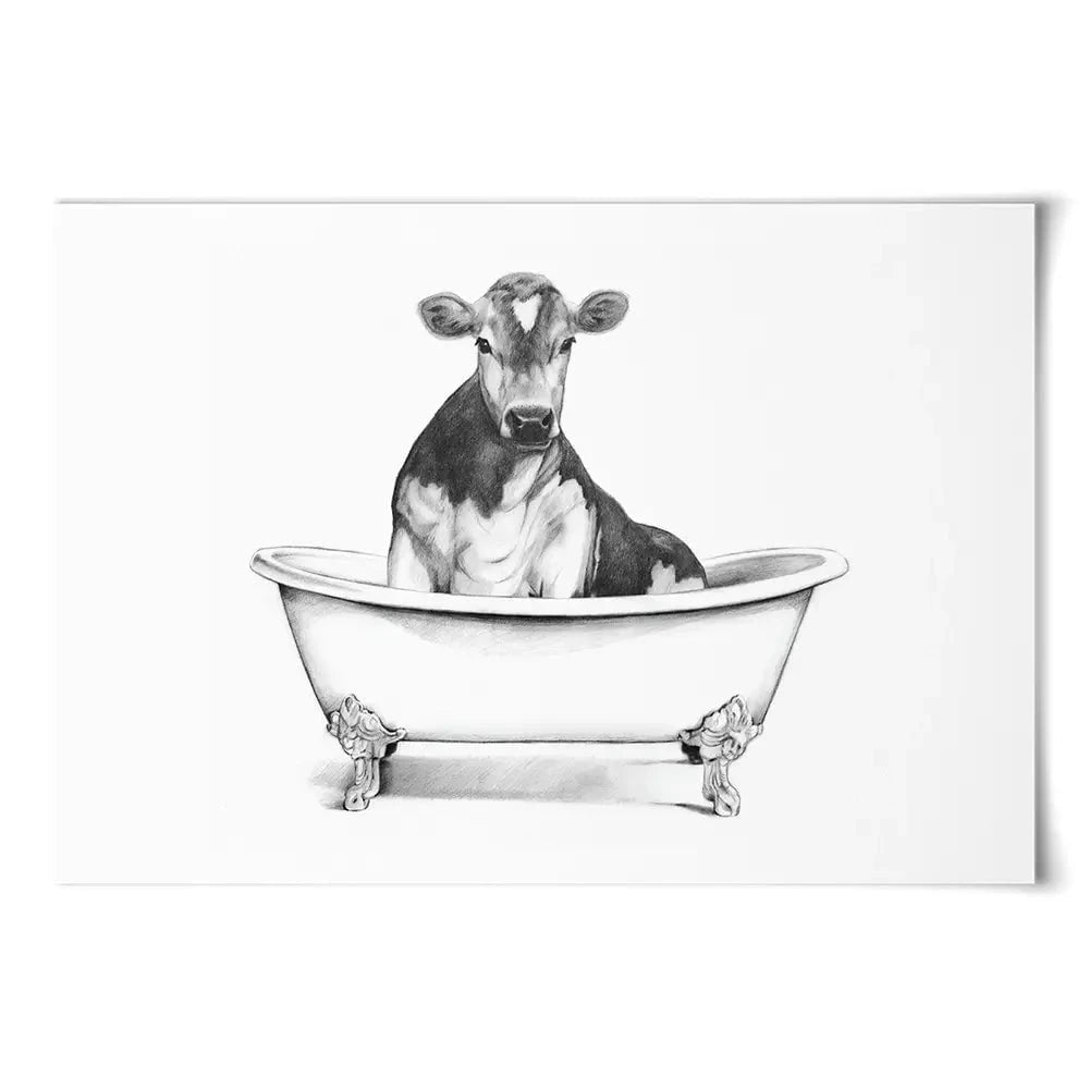 Cow In A Bathtub Art Print Cow In A Bathtub Art Print wall art product Victoria Borges