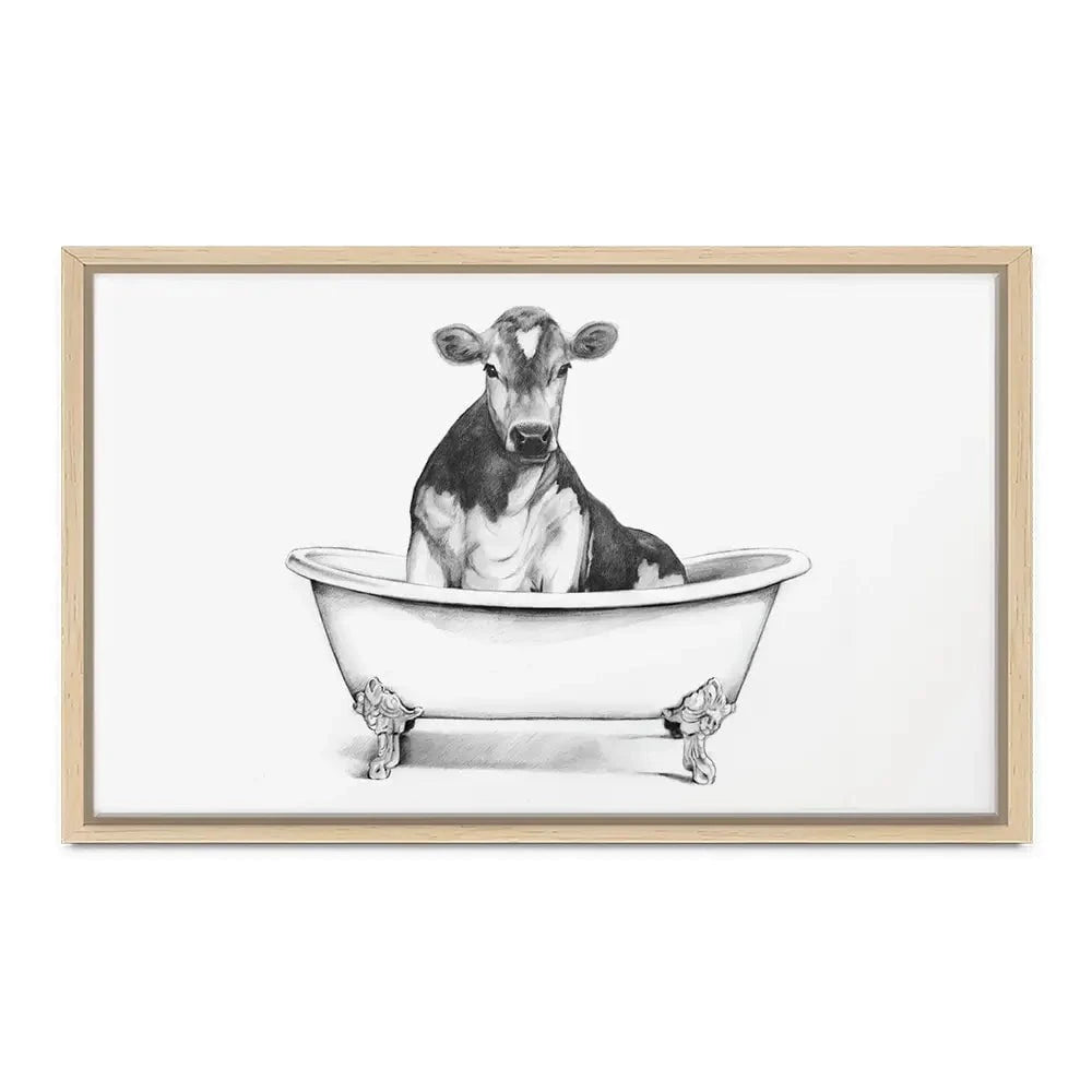 Cow In A Bathtub Canvas Print Cow In A Bathtub Canvas Print wall art product Victoria Borges